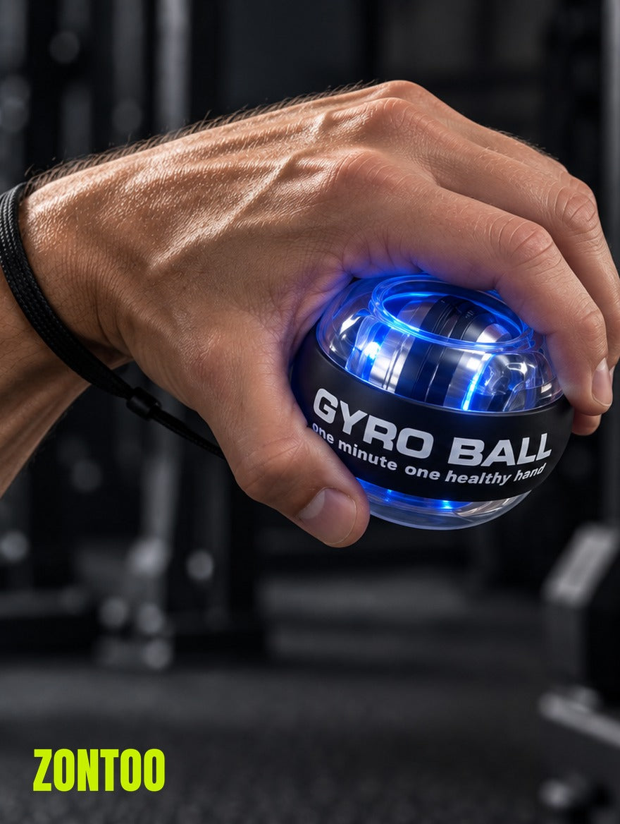 Lifter holding the Zontoo LED Gyro Ball in a dark gym