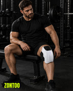 Zontoo Heated Knee Massager in use — strapped over the knee