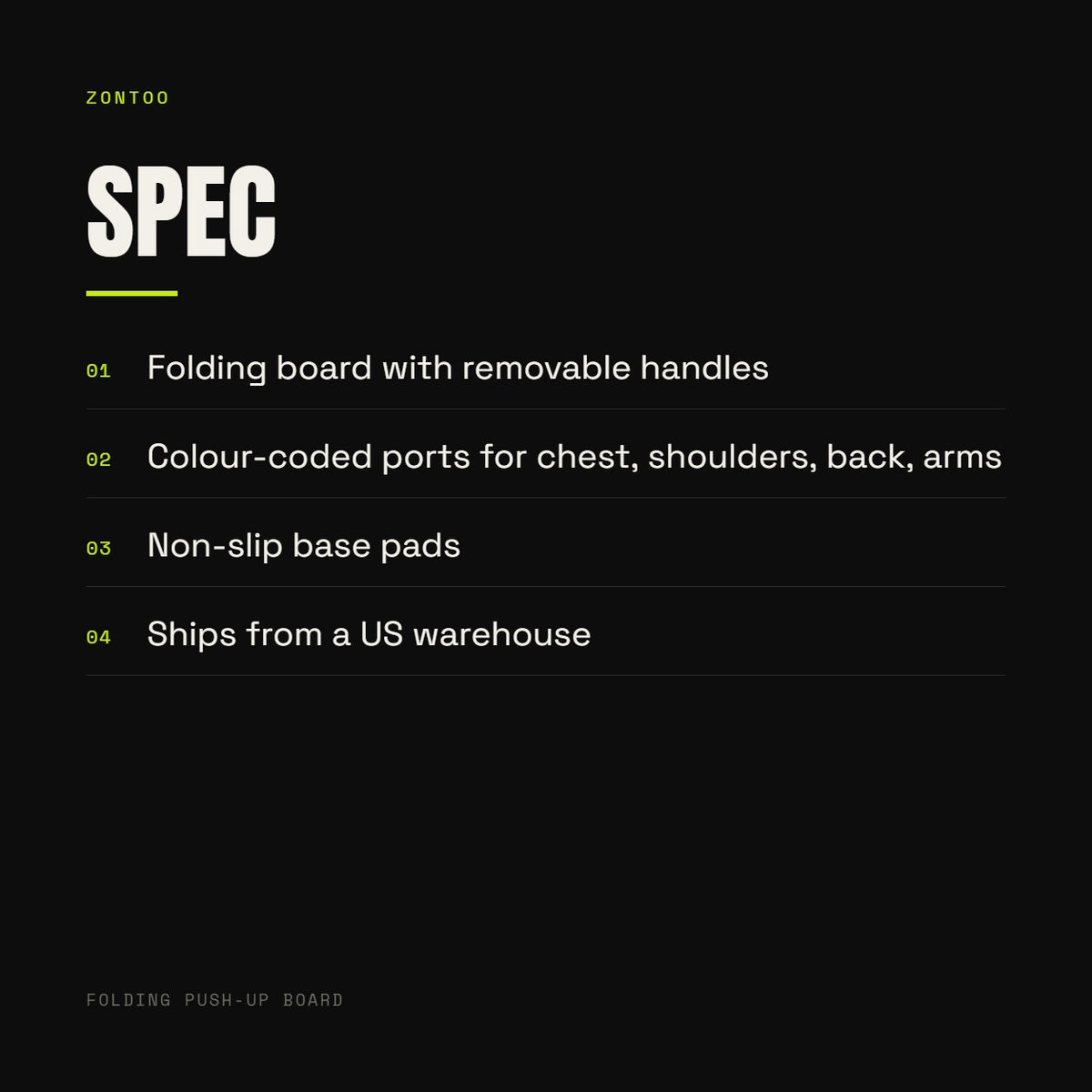 Zontoo Folding Push-Up Board — spec