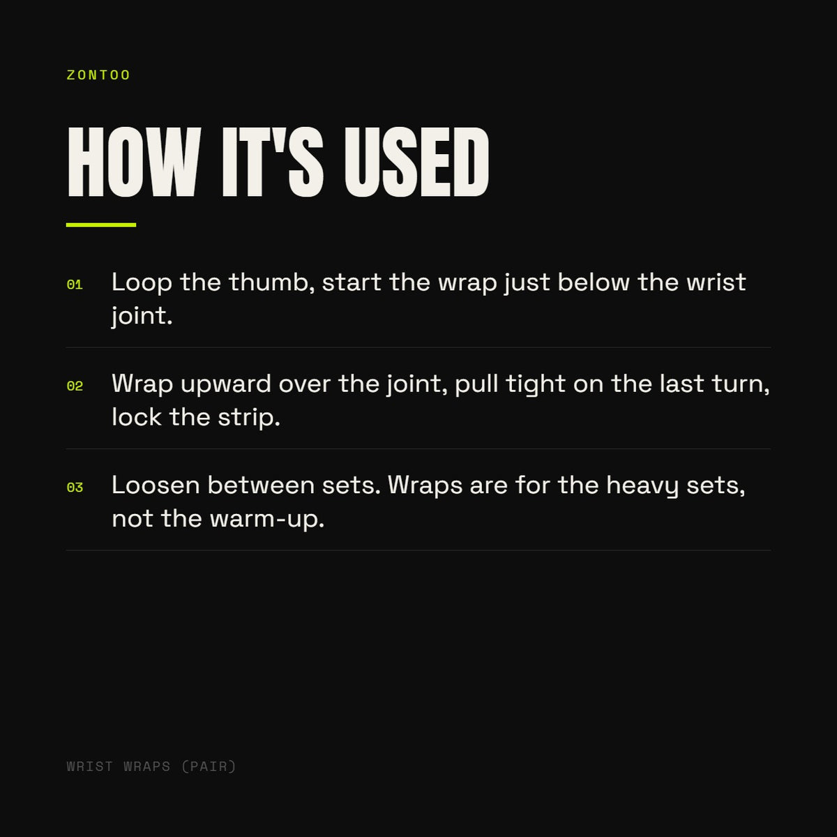 Zontoo Wrist Wraps (pair) — how it's used
